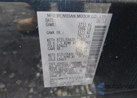 2013 Infiniti Jx35 from USA, damaged, VIN 5N1AL0MM0DC310108